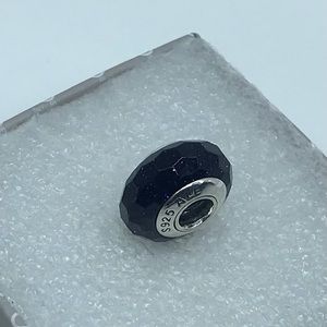 Pandora,” Midnight Navy Blue Starburst ” S925ALE,   Murano Glass Charm M1-5
